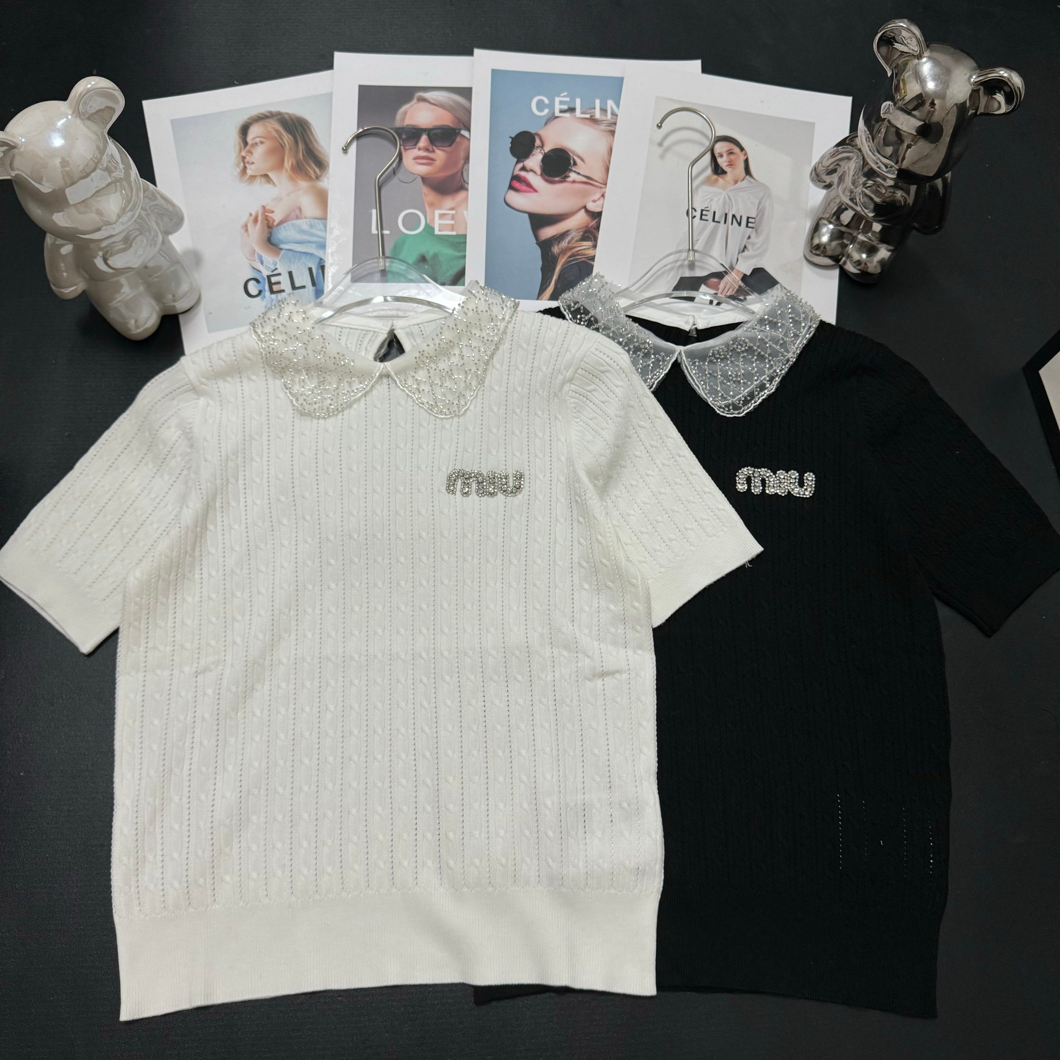 NO:793178,Meow bead collar rhinestone half sleeve 840003 Tencel version S.M.L size,,19860909喵喵珠领水钻半袖840003 天丝版本 S.M.L码,,,Women's clothing