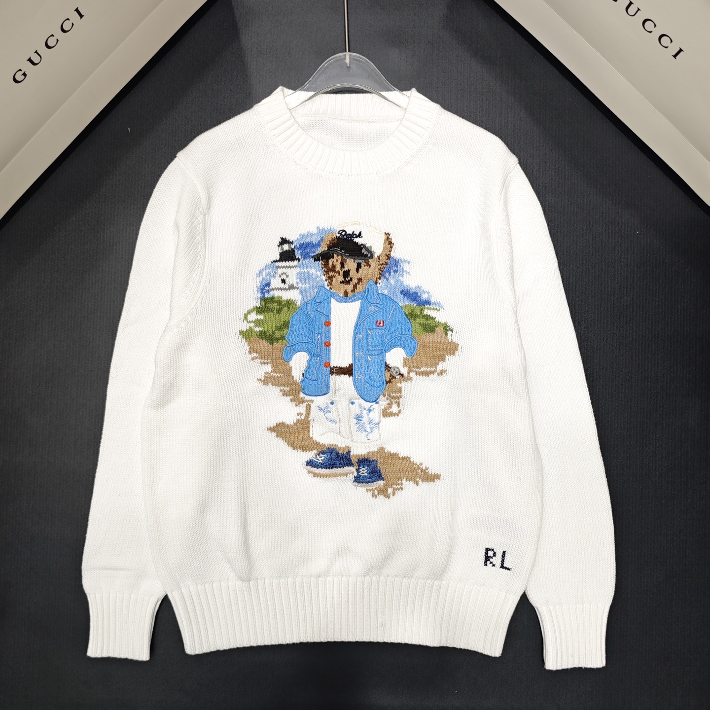 NO:461971,Polo Cross Stitch Bear Sleeve Long Sleeve 850391 Cotton Version S.M.L Code, alexander wang19860909Polo 十字绣熊套头长袖 850391 棉版本S.M.L码,,alexander wang,Women's clothing