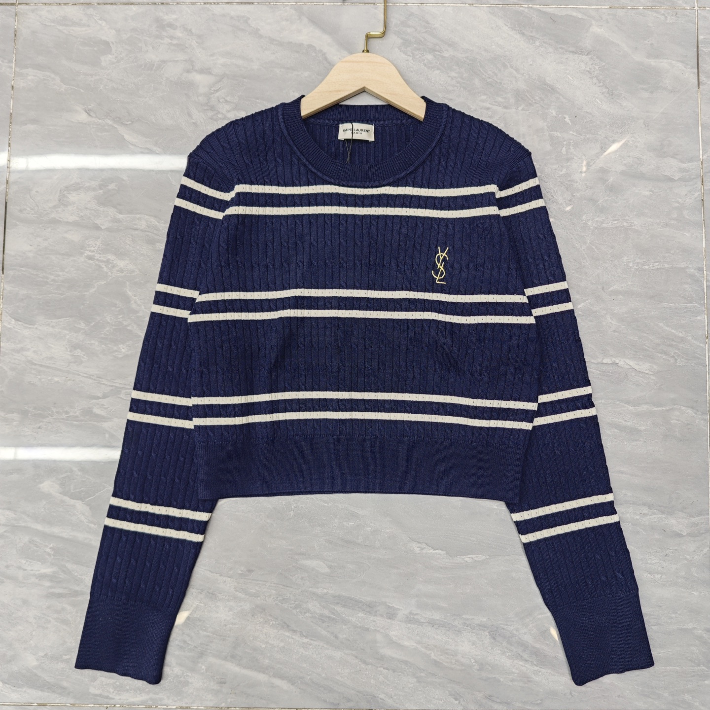 NO:487547,YsL round neck striped long sleeves 850447 wool version S.M.L code, saint laurent,alexander wang19860909YsL 圆领条纹长袖 850447 羊毛版本S.M.L码,,saint laurent,alexander wang,Women's clothing