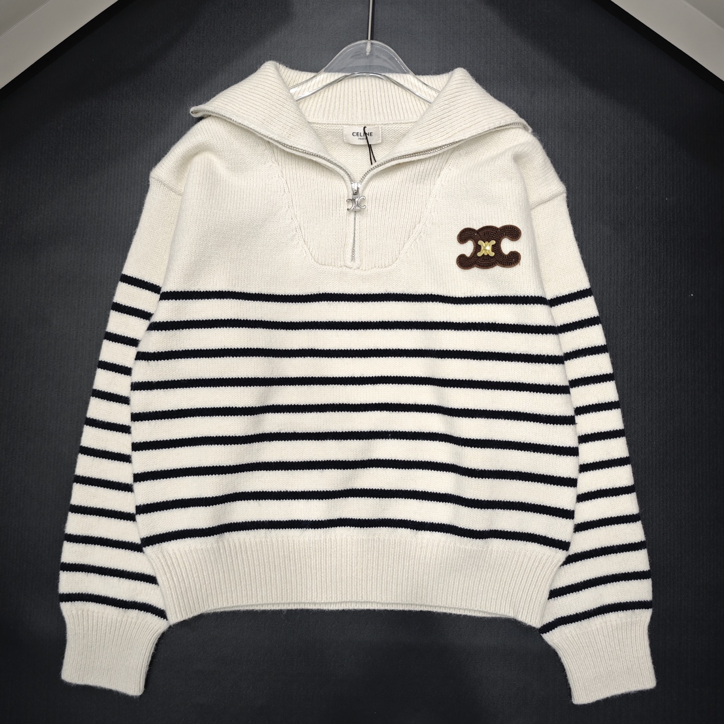 NO:499046,S-lin striped zipper lapel long sleeve 850468 wool version S.M.L, alexander wang19860909S林 条纹拉链翻领长袖 850468 羊毛版本S.M.L码,,alexander wang,Women's clothing