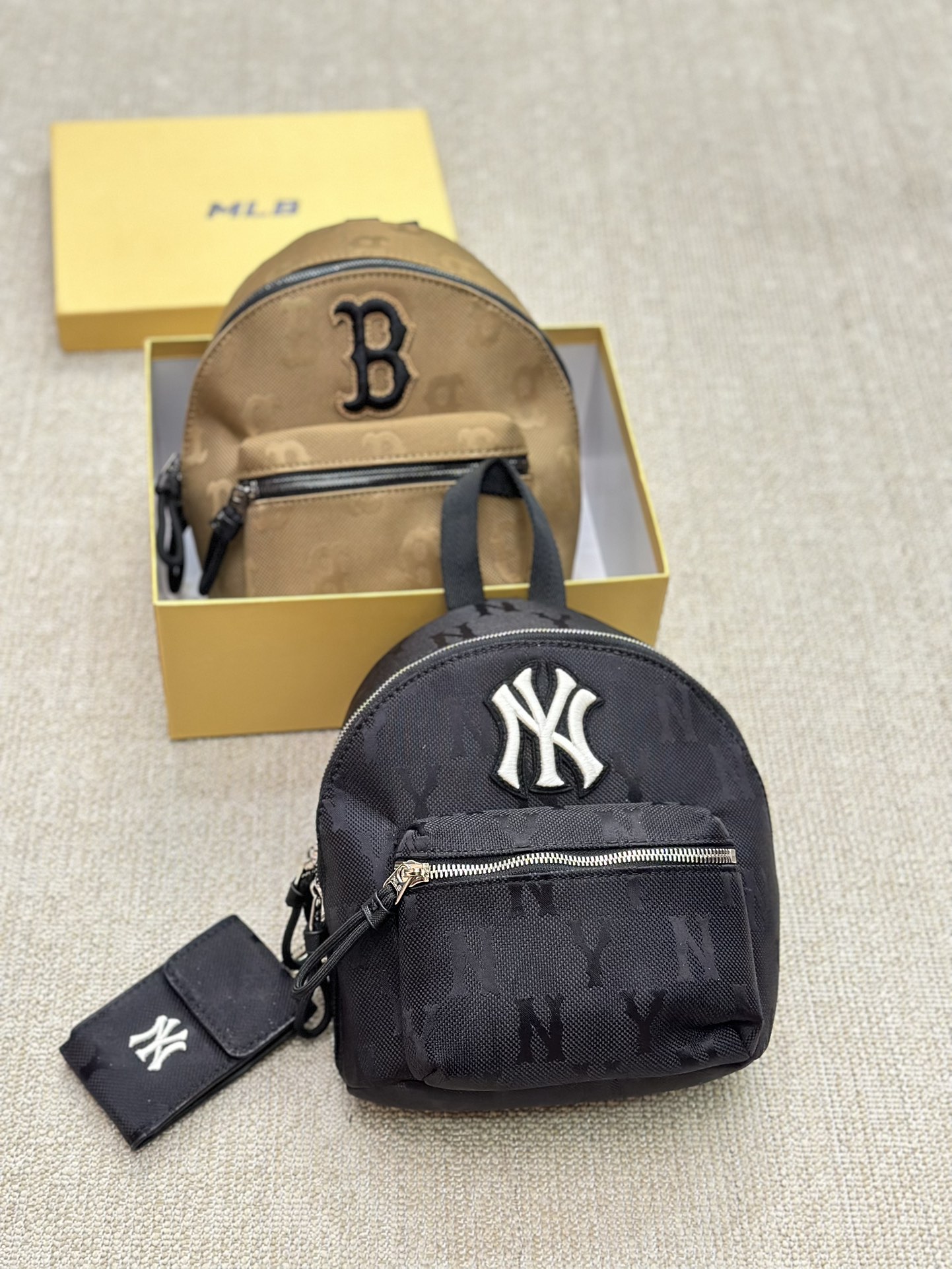 MLB NY canvas, double shoulder packs, single-backed couples, Yankees, old flower bag, size 23, 31 cm