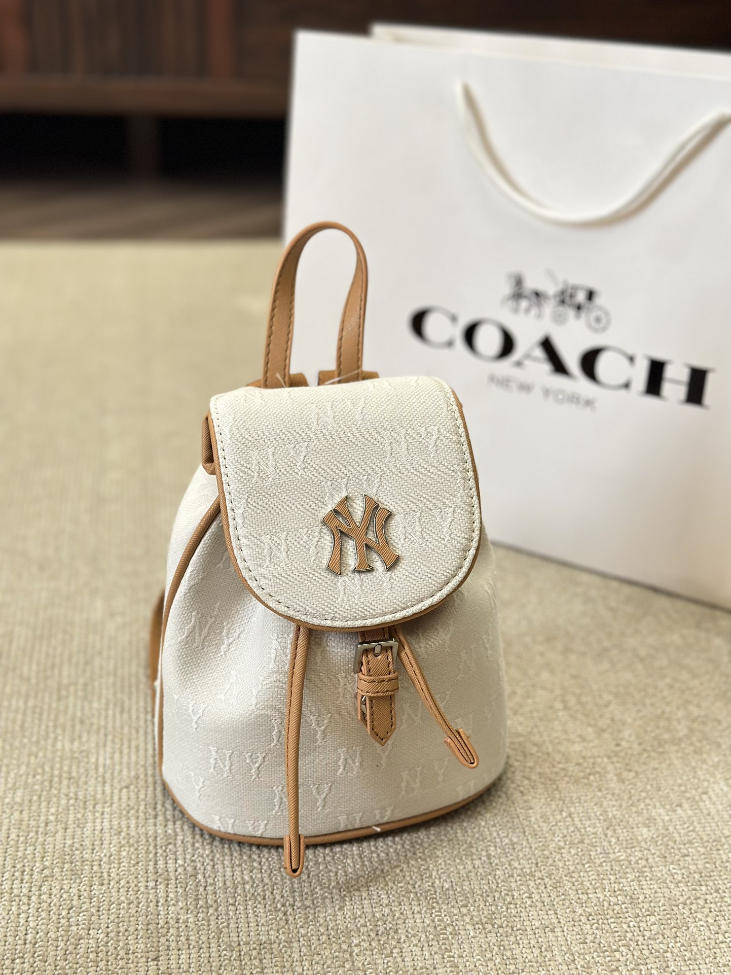 MLB NY canvas, double shoulder packs, single-backed couples, Yankees, old flower bag, size 18, 20 cm - 图片 5