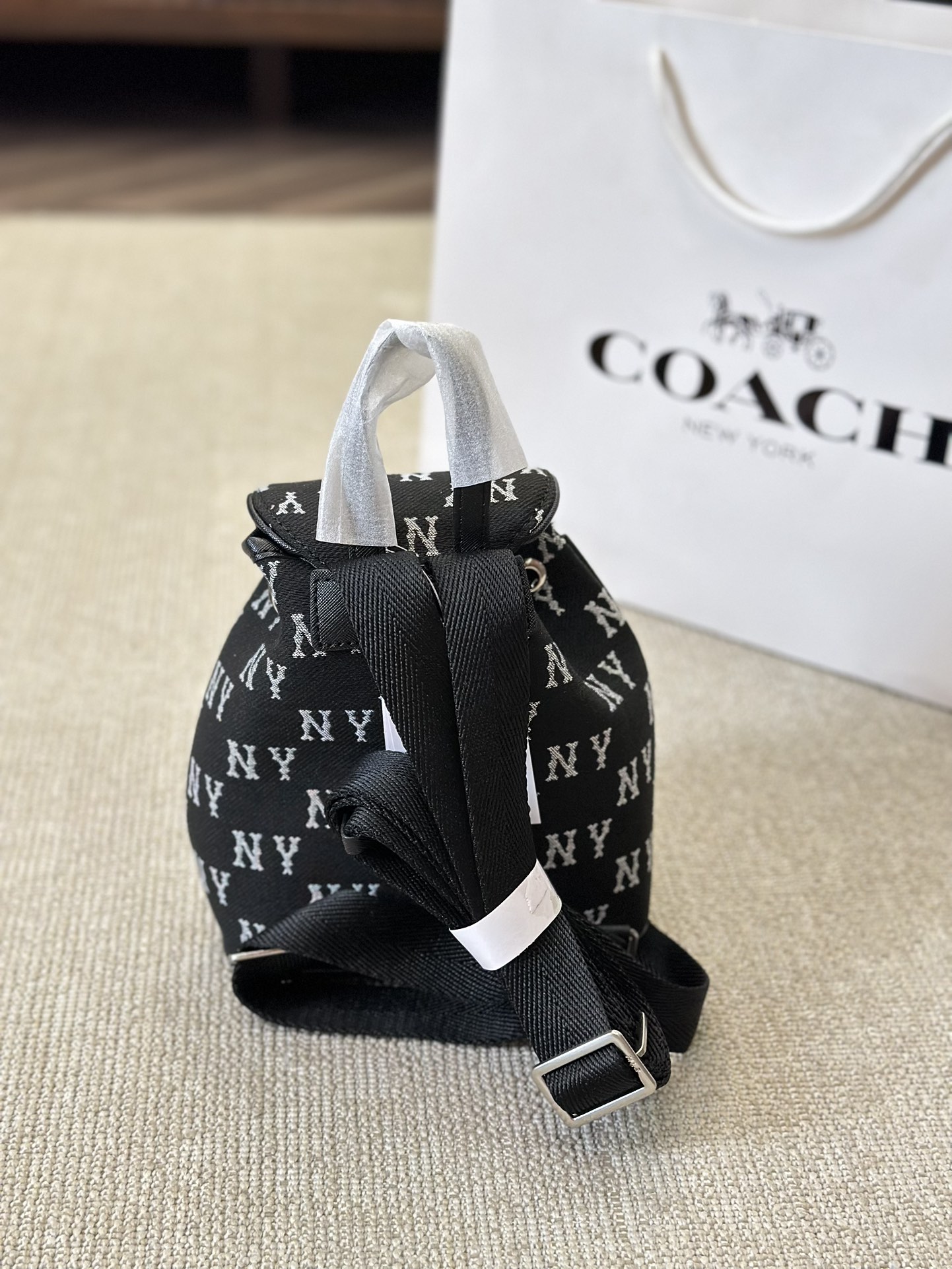 MLB NY canvas, double shoulder packs, single-backed couples, Yankees, old flower bag, size 18, 20 cm - 图片 4