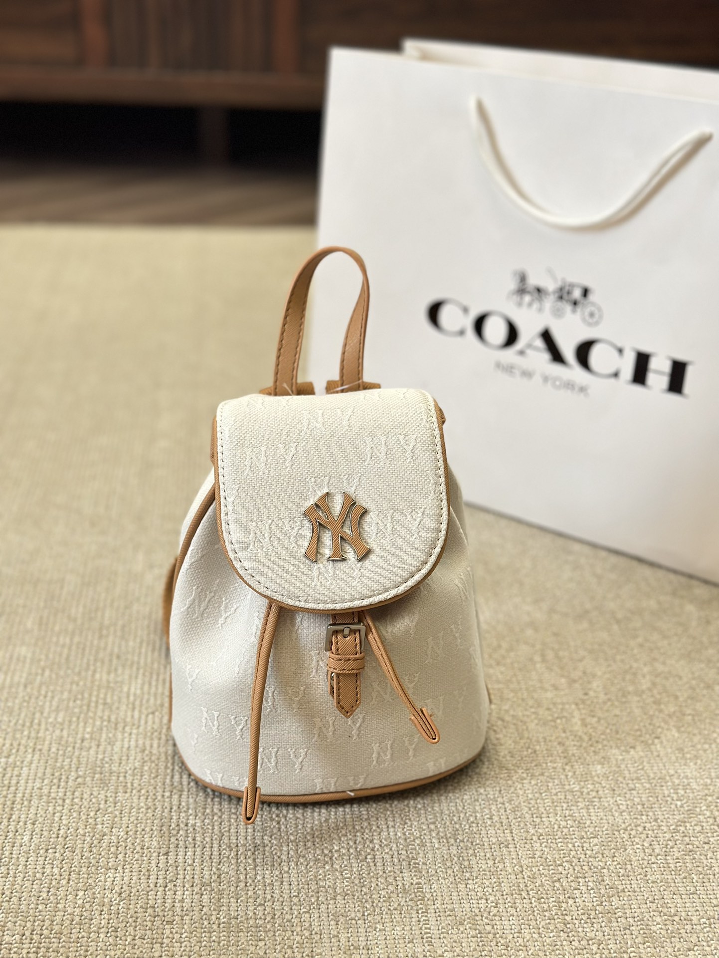 MLB NY canvas, double shoulder packs, single-backed couples, Yankees, old flower bag, size 18, 20 cm