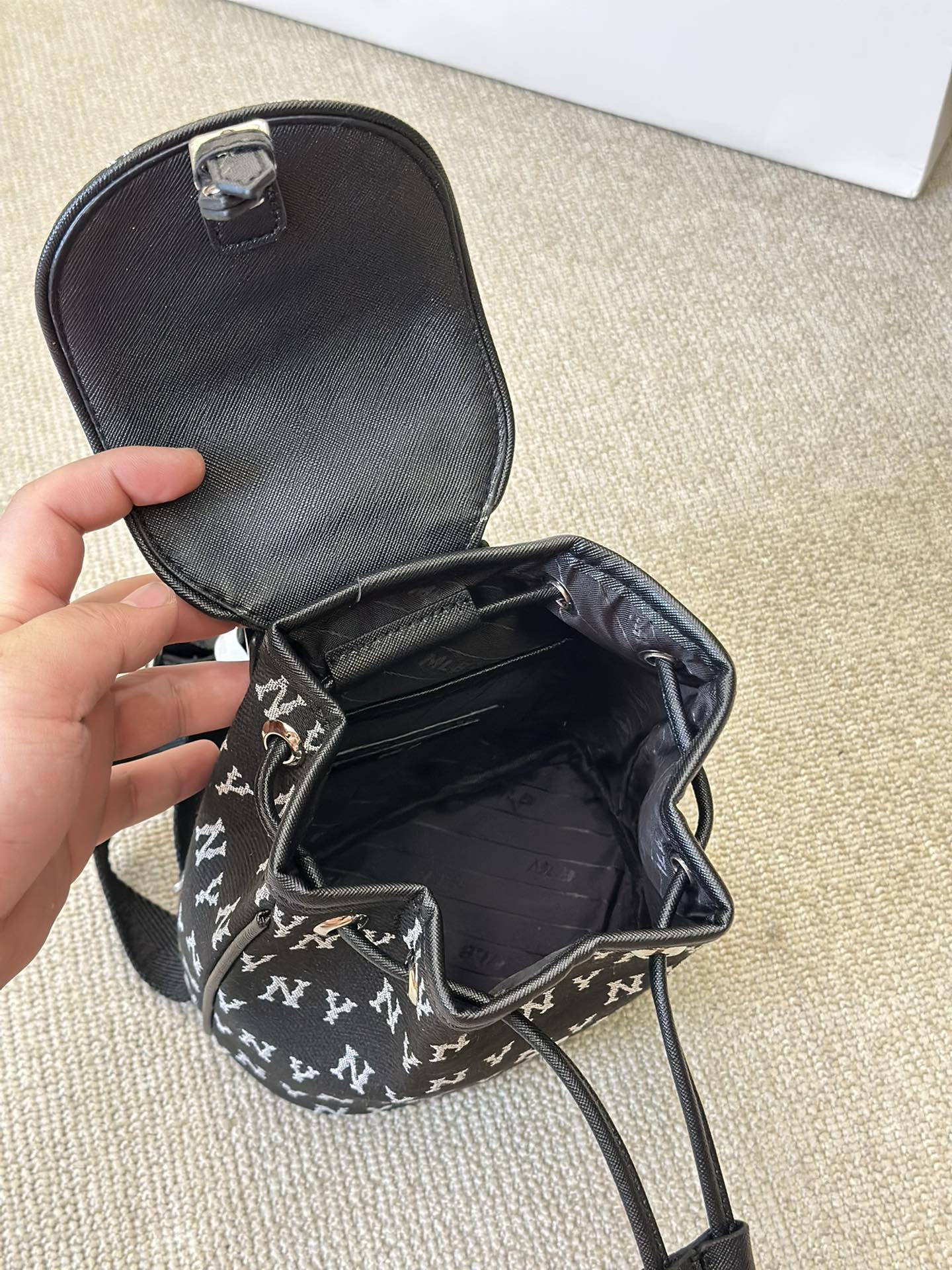 MLB NY canvas, double shoulder packs, single-backed couples, Yankees, old flower bag, size 18, 20 cm - 图片 9