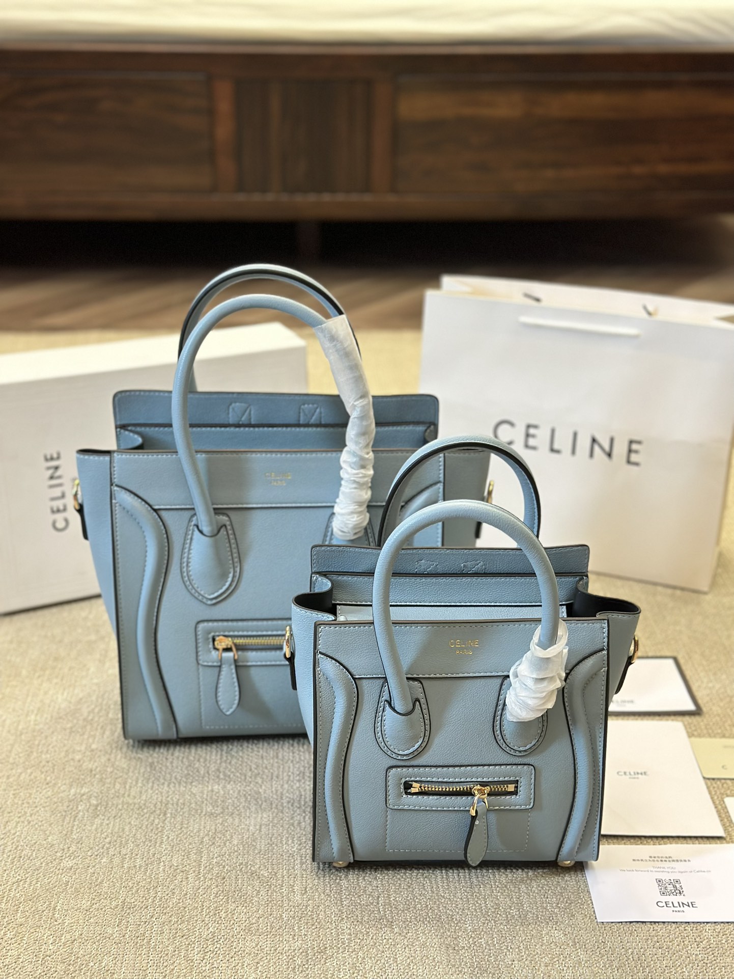 Celine Taschen Handtaschen Grau Rindsleder