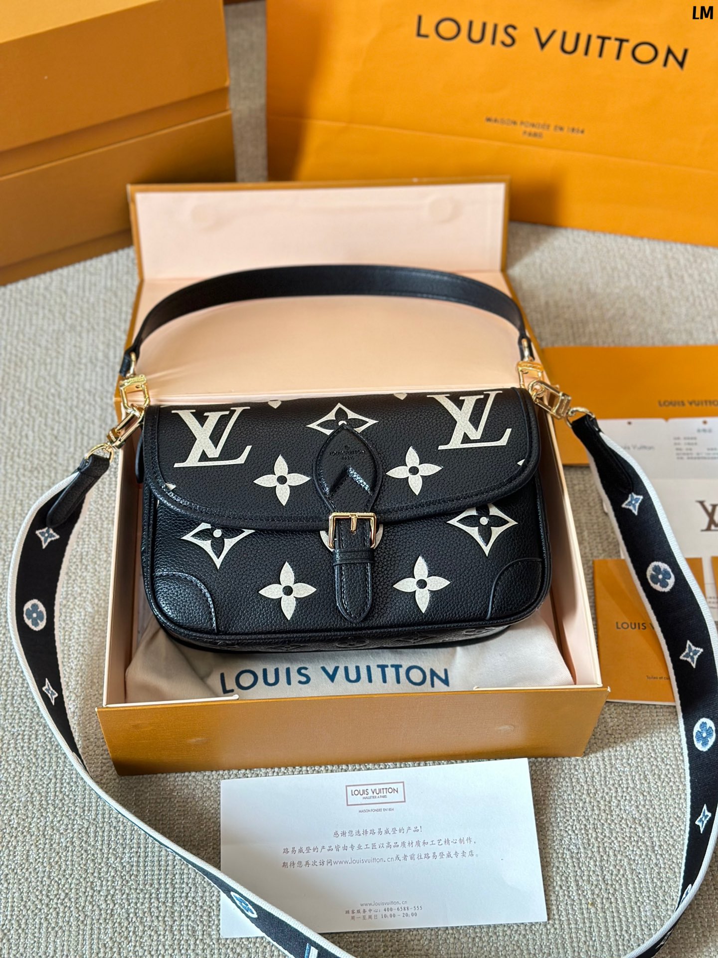 Louis Vuitton LV Diane Bolsos cruzados y bandoleras Acero completo Cuero de vaca Baguette