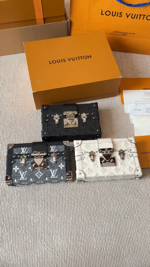 Louis Vuitton Petite Malle Monogram Embossed Leather Crossbody Bag 1 Louis Vuitton Petite Malle Monogram Embossed Leather Crossbody Bag