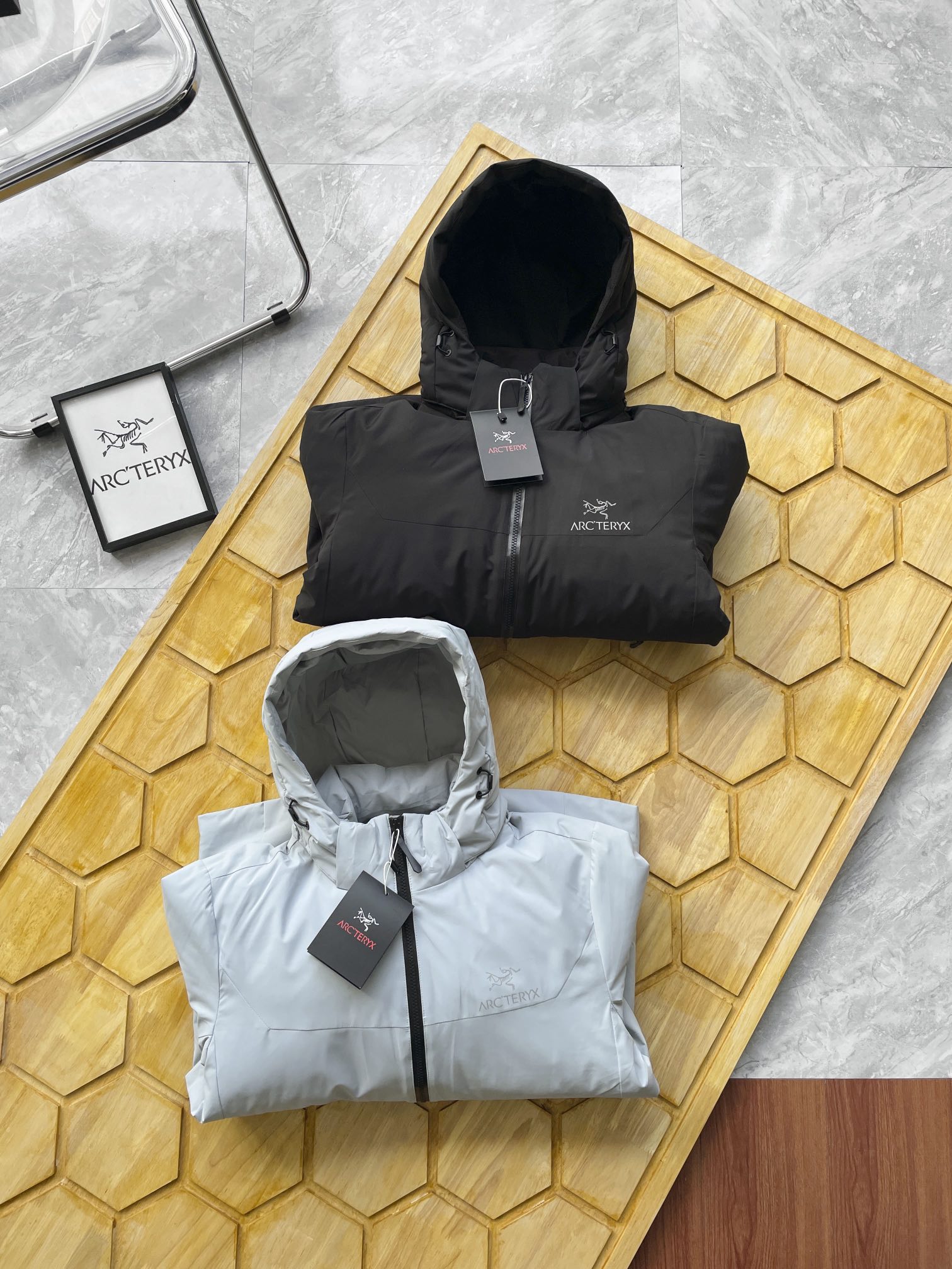 Arcteryx Hoeden Zwart Blauw Lichtblauw Wit Splijten Naar beneden Polyester Witte eend naar Casual