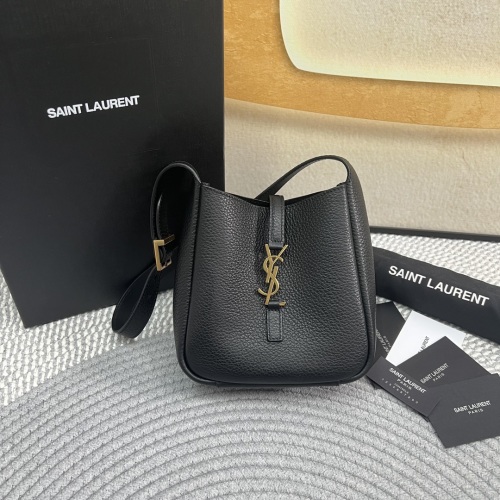 Yves Saint Laurent LE5 À 7 Soft Mini Hobo Bag in Black Grained Leather 1 Yves Saint Laurent LE5 À 7 Soft Mini Hobo Bag in Black Grained Leather