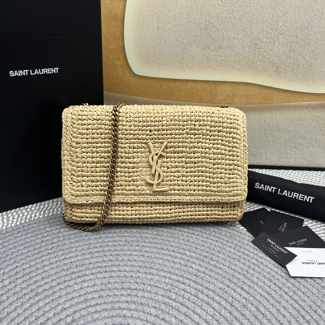 Yves Saint Laurent YSL Kate Borse Crossbody & Borse a Tracolla Tessitura Raffia Paglia tessuta Catene