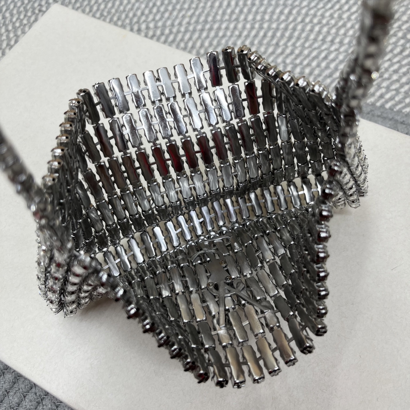 saint laurent silver crystal evening bag