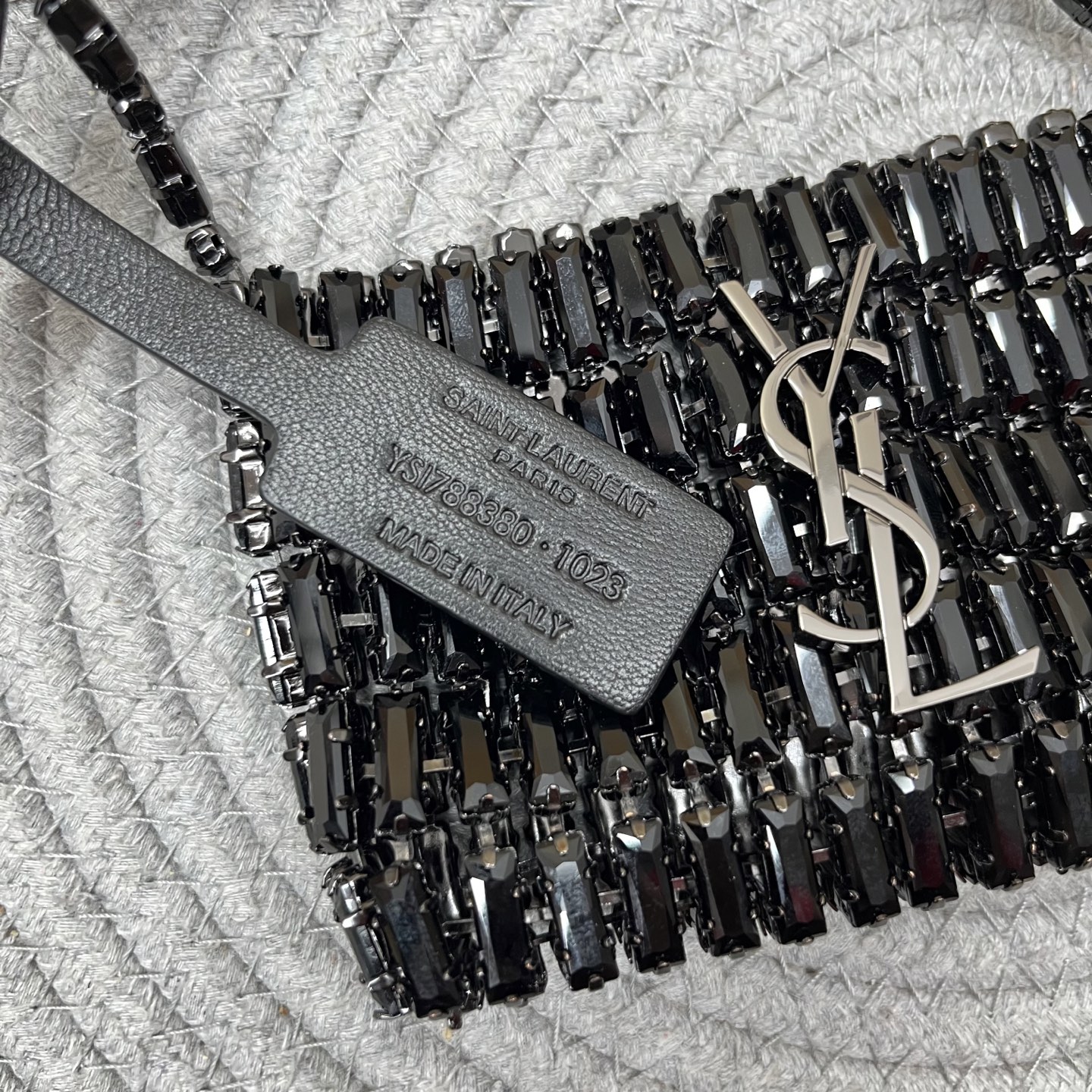 saint laurent black micro crystal evening bag