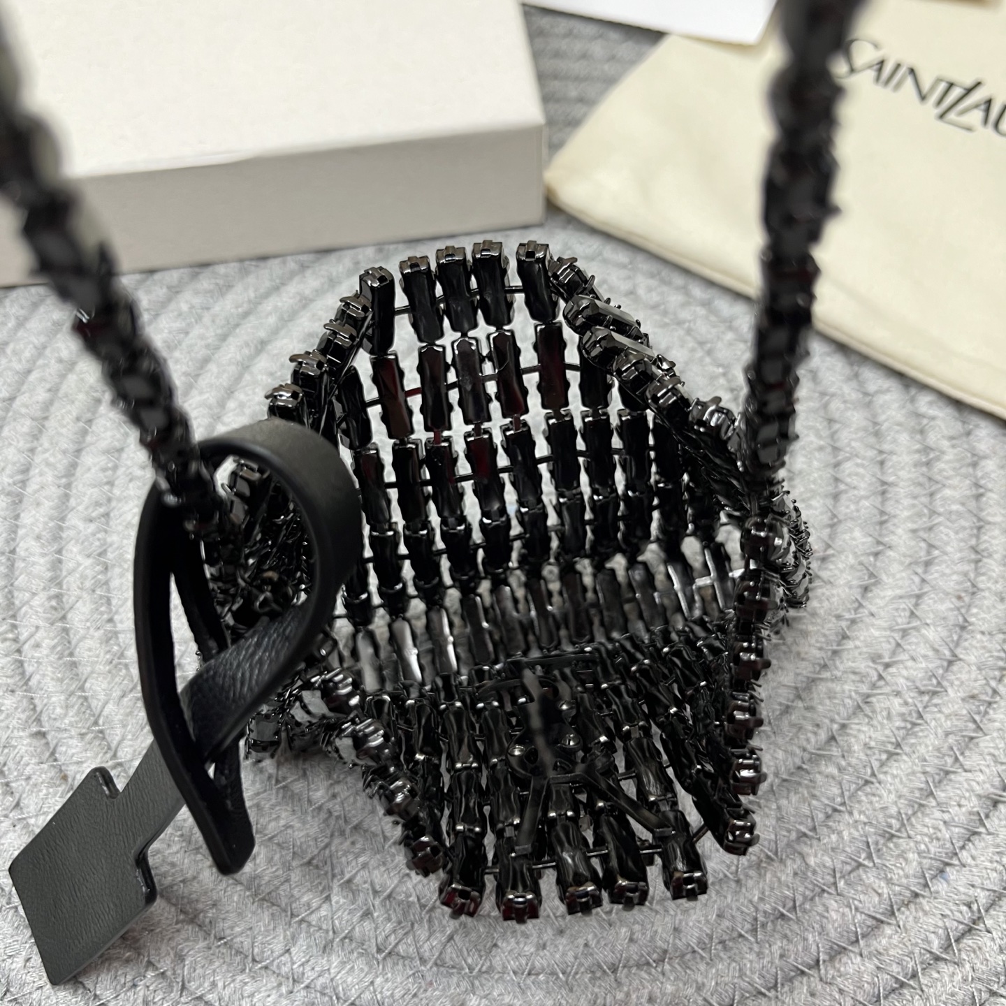 saint laurent black micro crystal evening bag