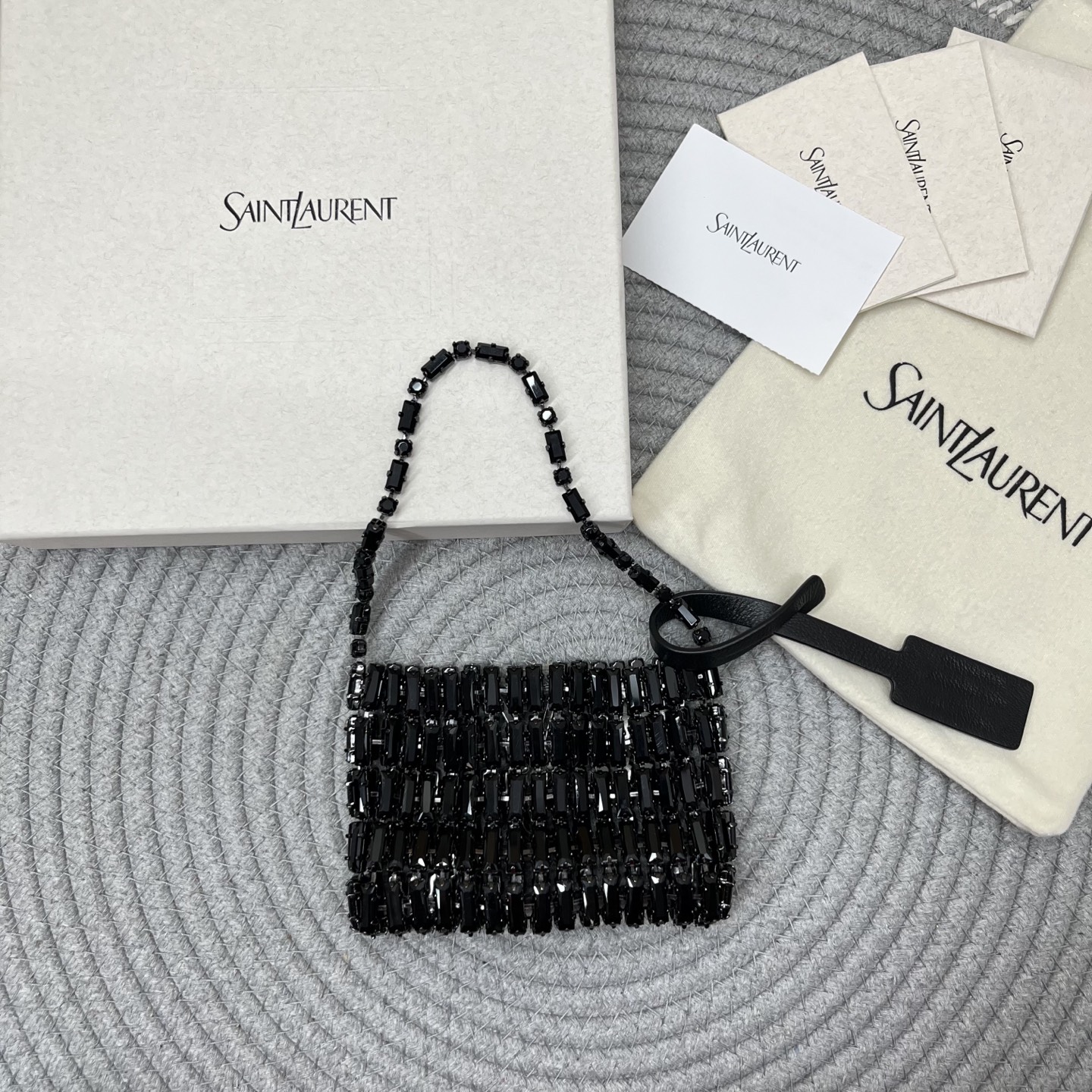 saint laurent black micro crystal evening bag