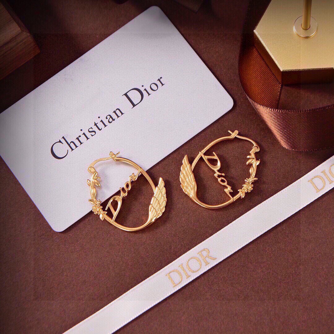 Dior 新品 新款DIOR迪奥天鹅耳环 一致黄铜材质 有质感