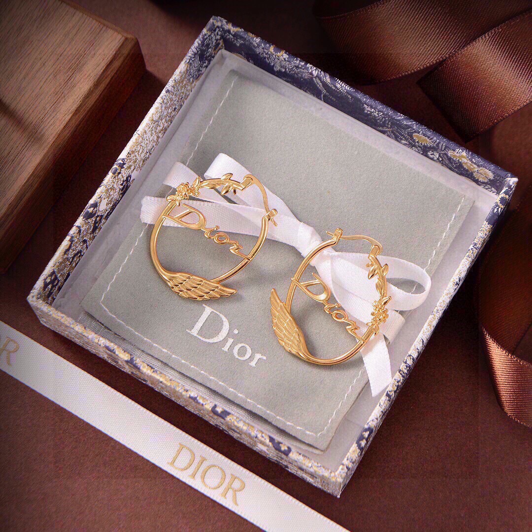 Dior 新品 新款DIOR迪奥天鹅耳环 一致黄铜材质 有质感