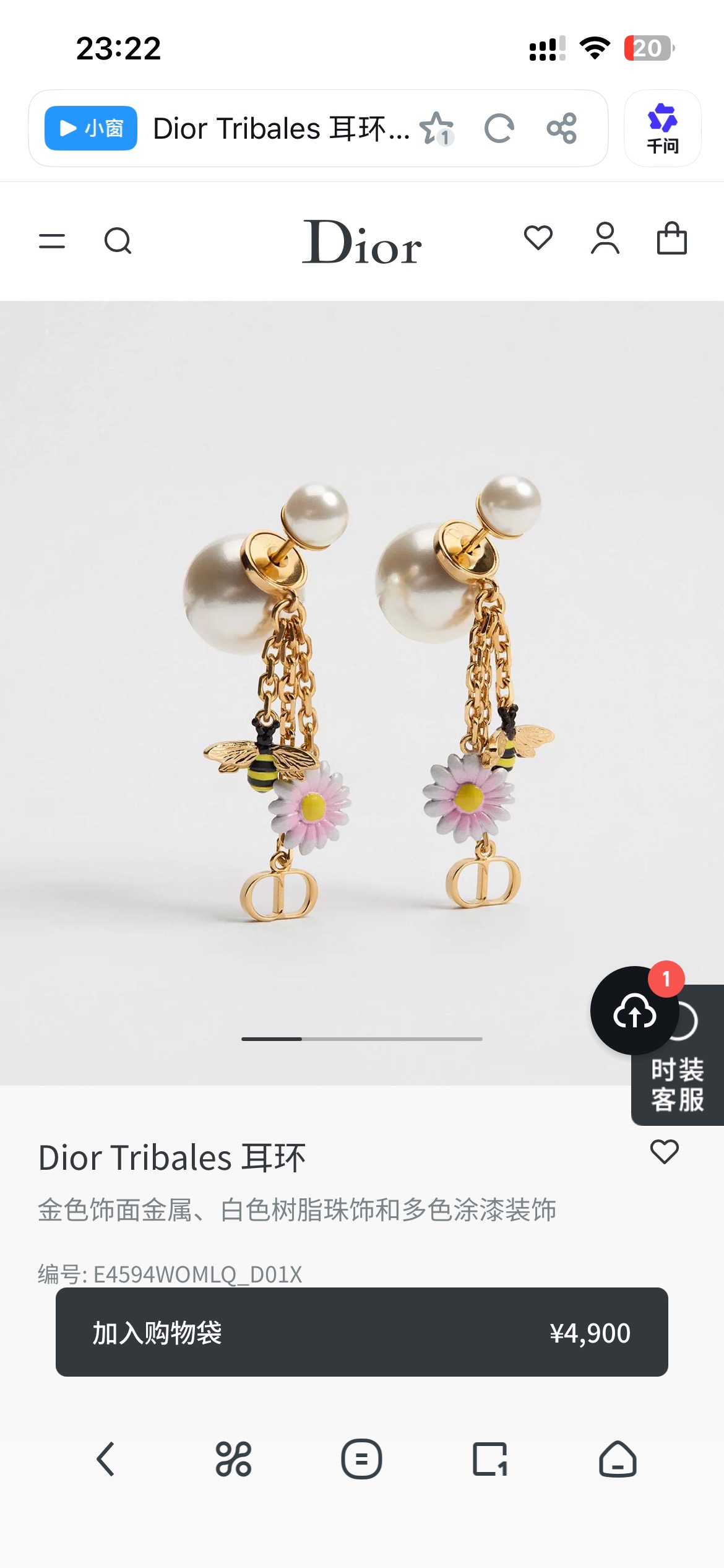 디올 귀걸이 60349 Dior Earrings