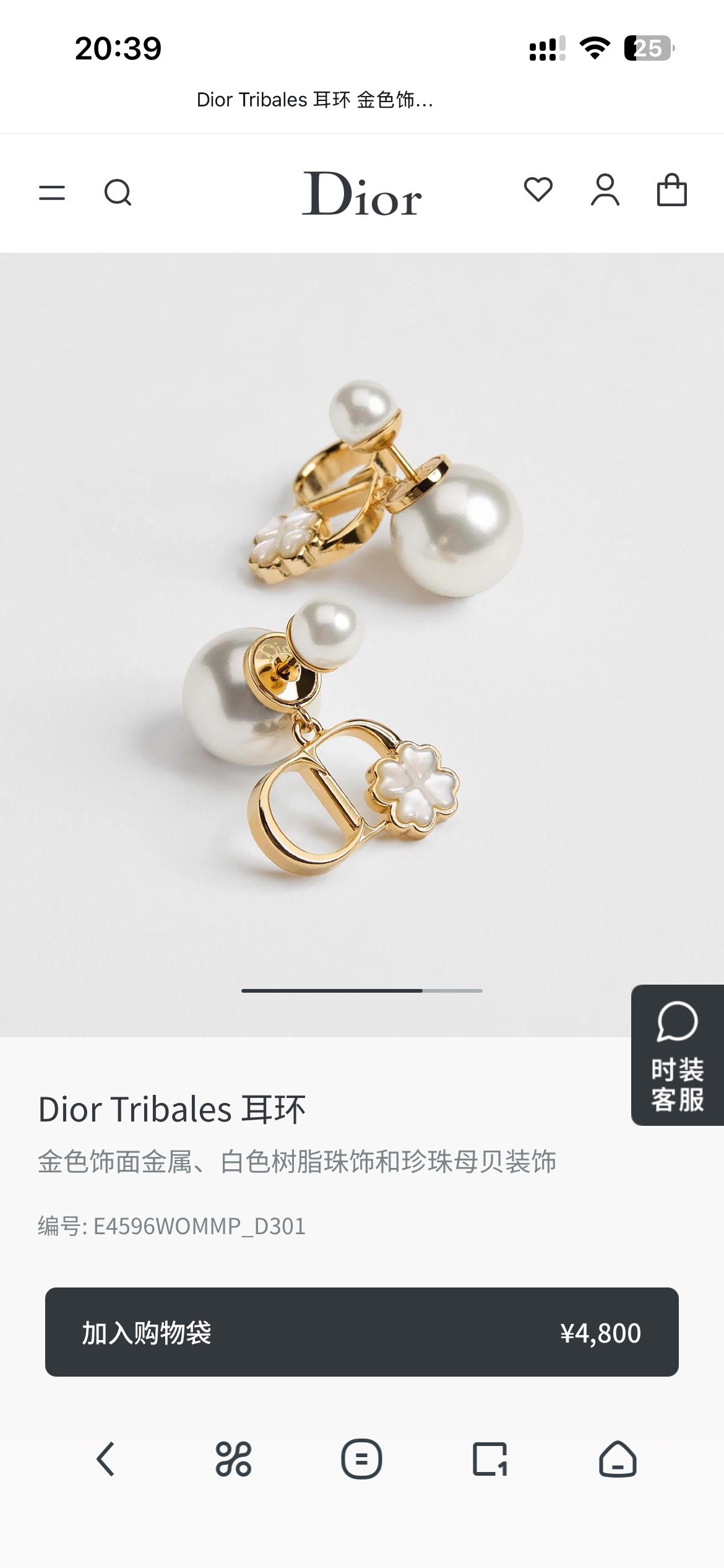 디올 귀걸이 134607 Dior Earrings