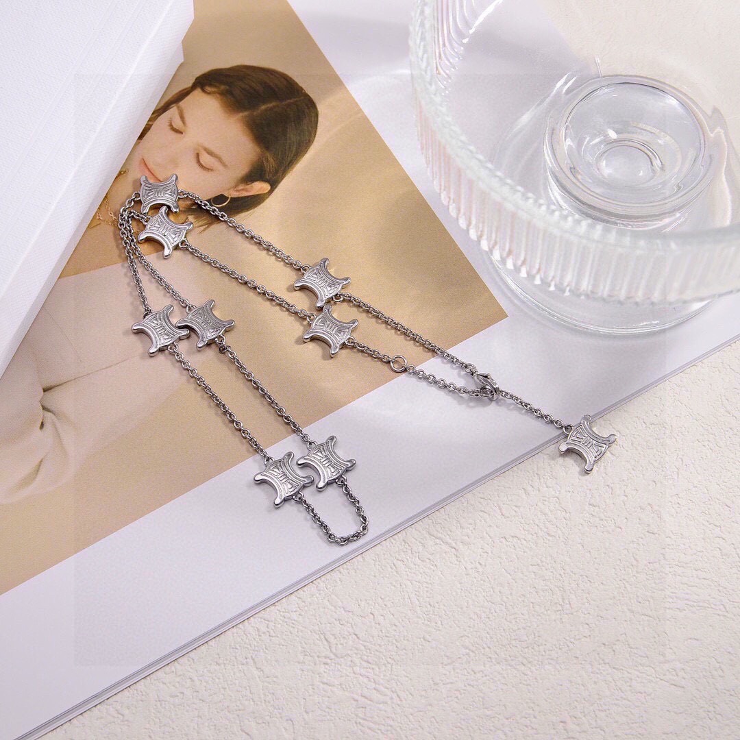 ❤️Celine 新款项链 PRECLOUS新品 简单时尚项链🌟专柜一致黄铜材质电镀18k金 火爆款出货