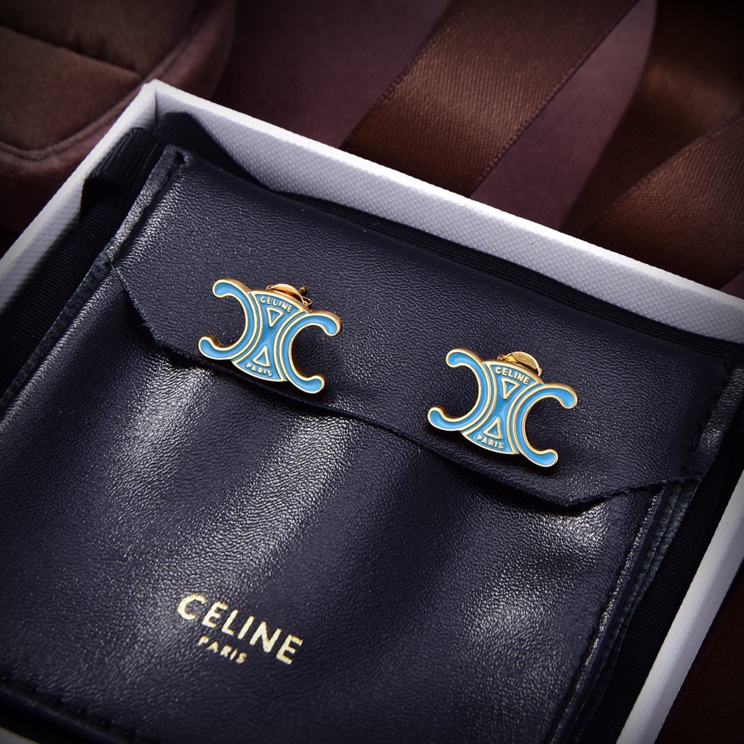 ❤️Celine 新款耳环 PRECLOUS新品 简单时尚耳环🌟专柜一致黄铜材质电镀18k金 火爆款出货