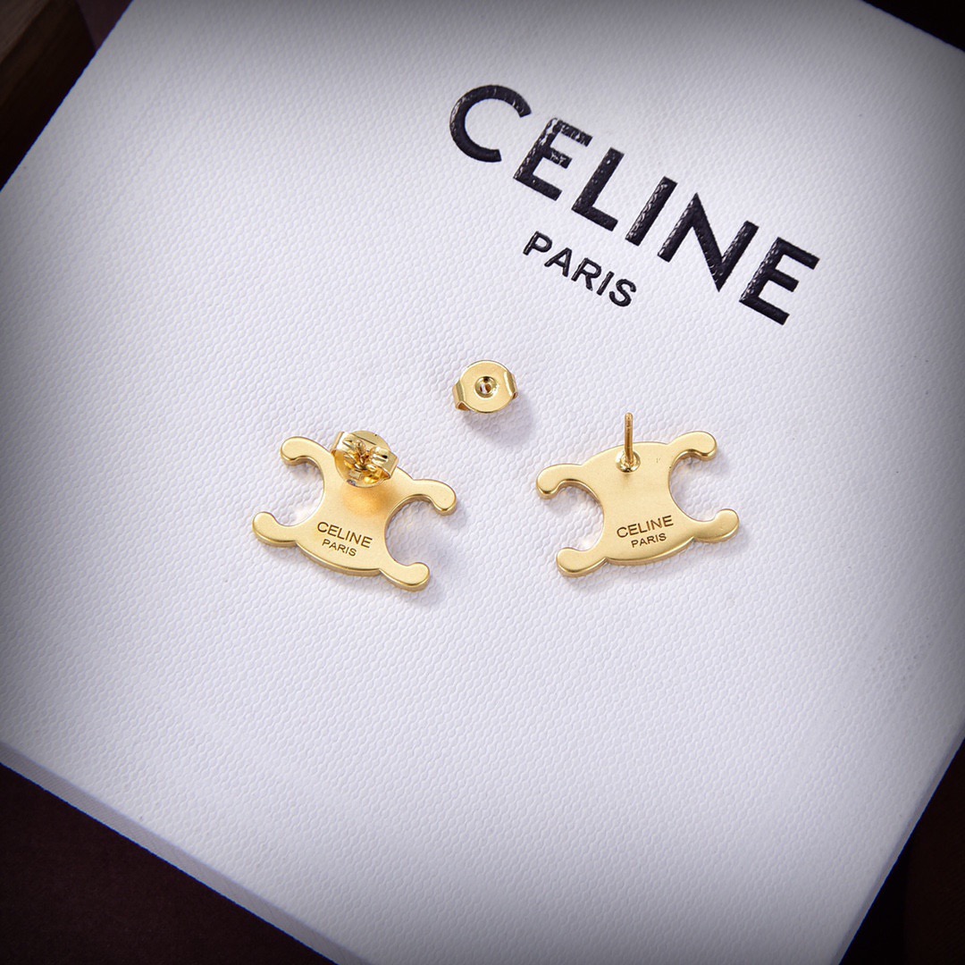 ❤️Celine 新款耳环 PRECLOUS新品 简单时尚耳环🌟专柜一致黄铜材质电镀18k金 火爆款出货