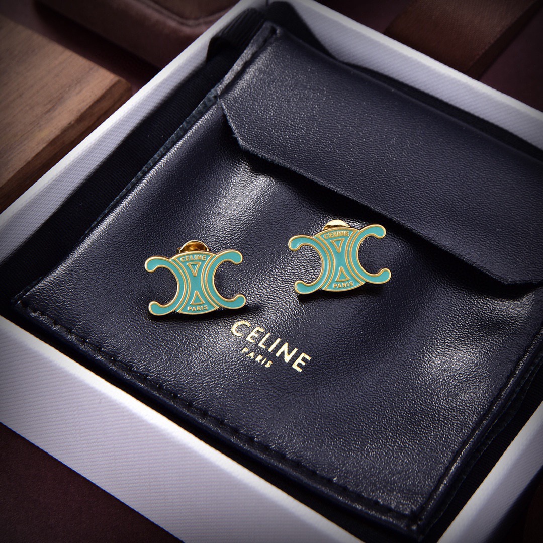 ❤️Celine 新款耳环 PRECLOUS新品 简单时尚耳环🌟专柜一致黄铜材质电镀18k金 火爆款出货