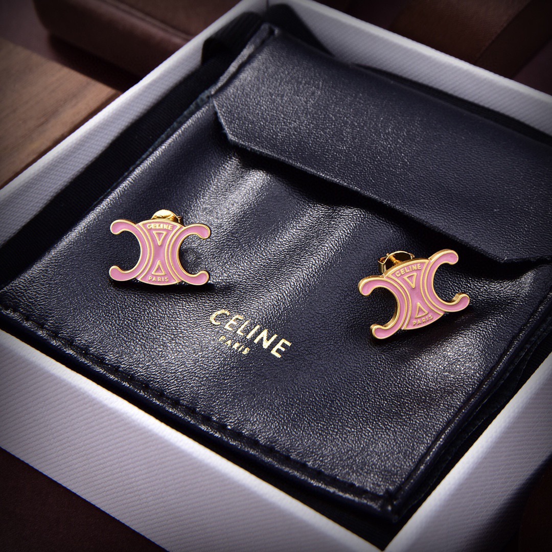 ❤️Celine 新款耳环 PRECLOUS新品 简单时尚耳环🌟专柜一致黄铜材质电镀18k金 火爆款出货