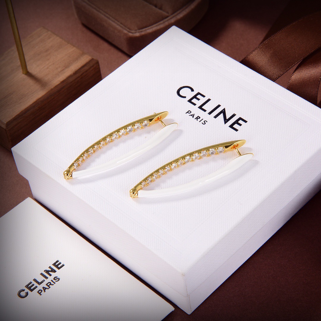 ❤️Celine耳环 PRECLOUS新品 简单时尚耳钉耳环🌟专柜一致黄铜材质电镀18k金 火爆款出货 