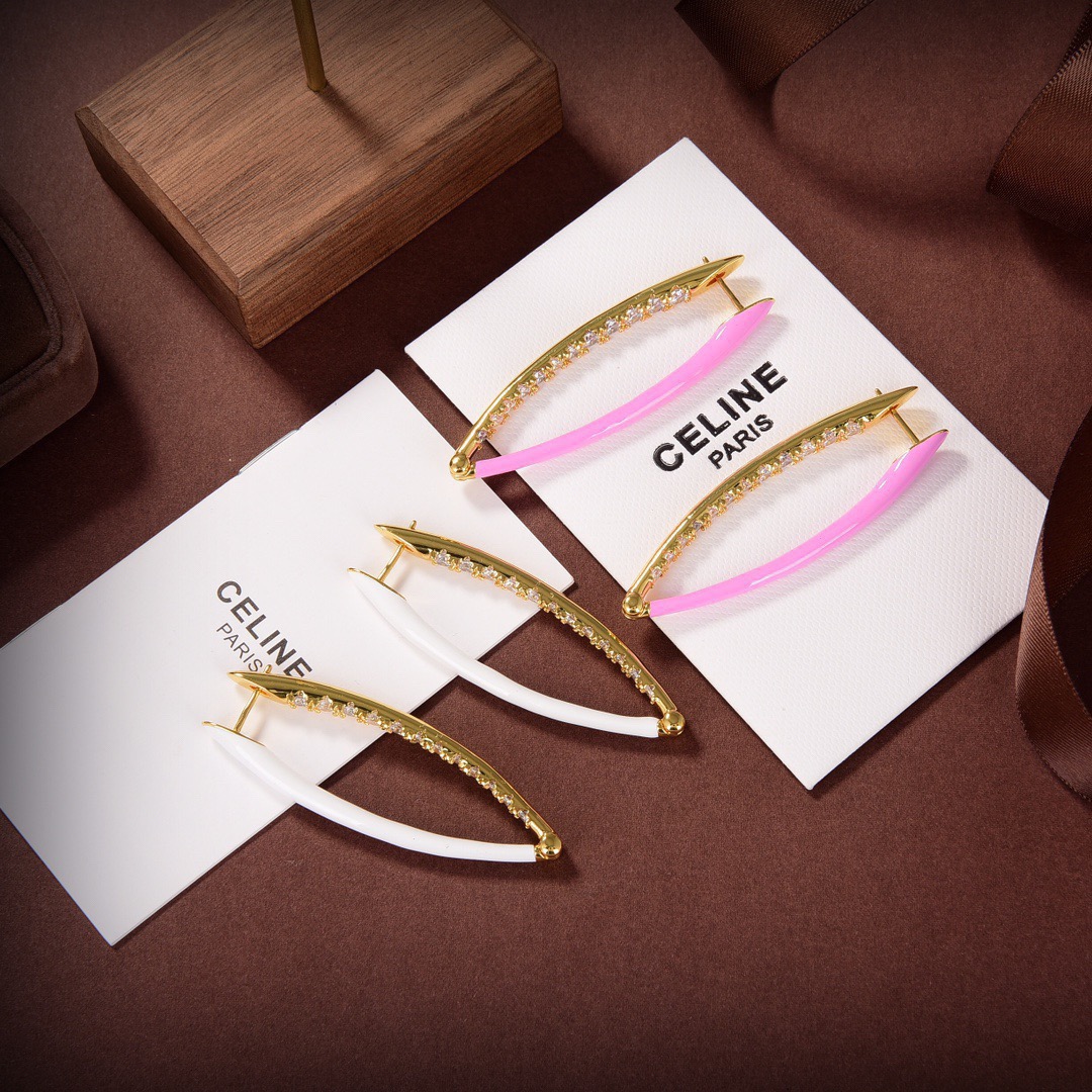 ❤️Celine耳环 PRECLOUS新品 简单时尚耳钉耳环🌟专柜一致黄铜材质电镀18k金 火爆款出货 