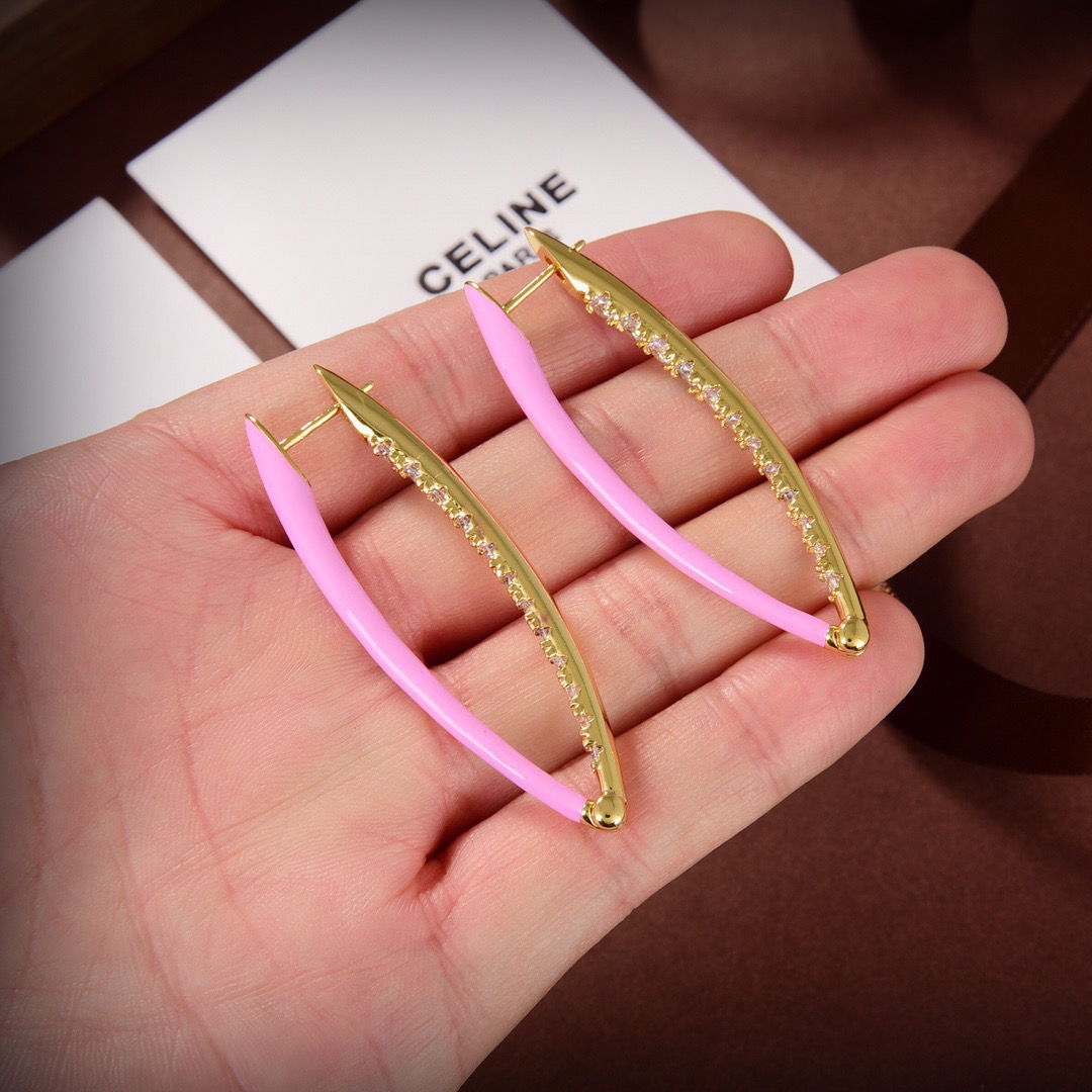 ❤️Celine耳环 PRECLOUS新品 简单时尚耳钉耳环🌟专柜一致黄铜材质电镀18k金 火爆款出货 