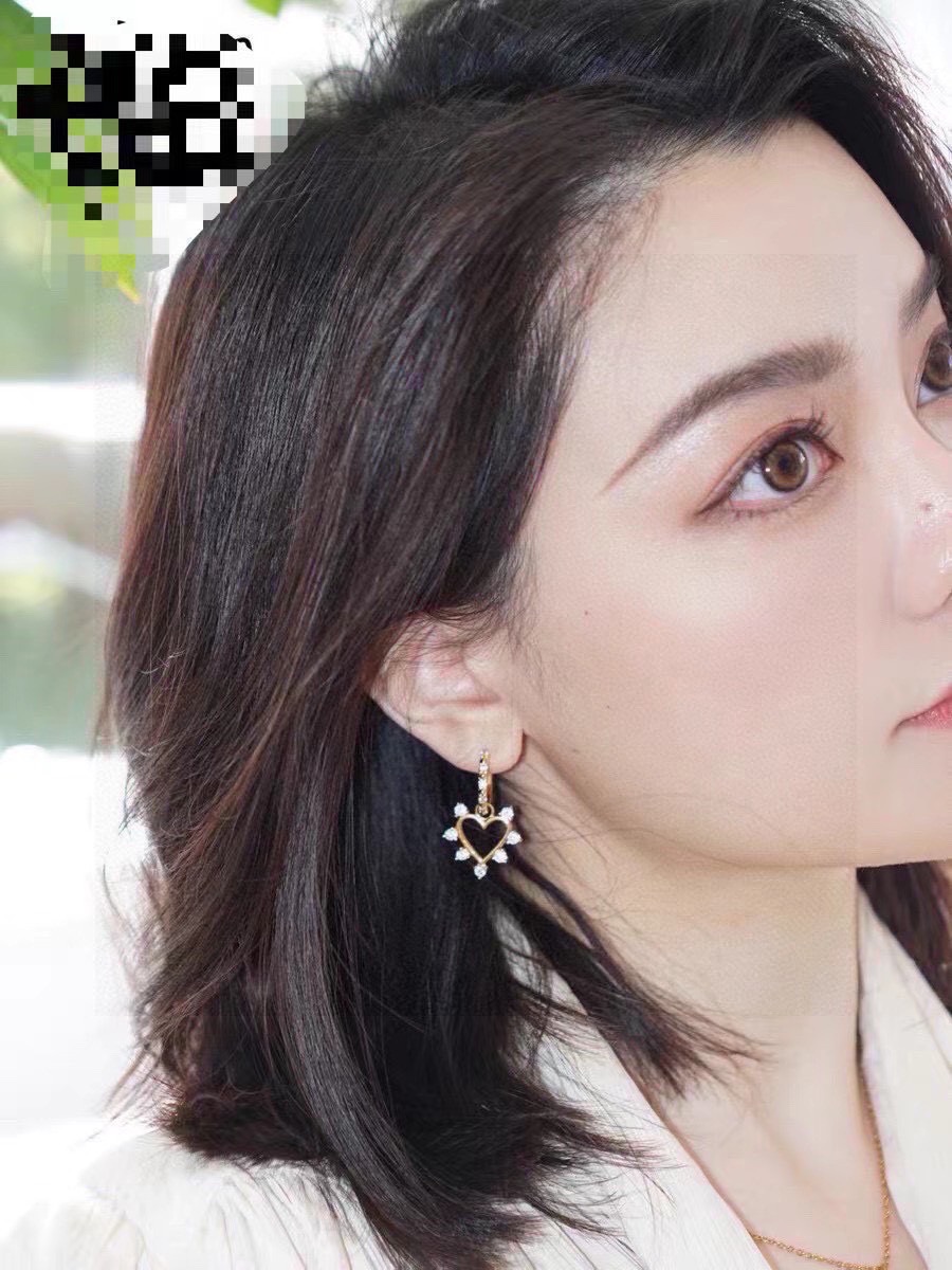 Celine Crystal Heart Charm Hoop Earrings earrings gold-tone metal with clear faceted crystals 1 2cm hoop diameter 2 2cm total drop length