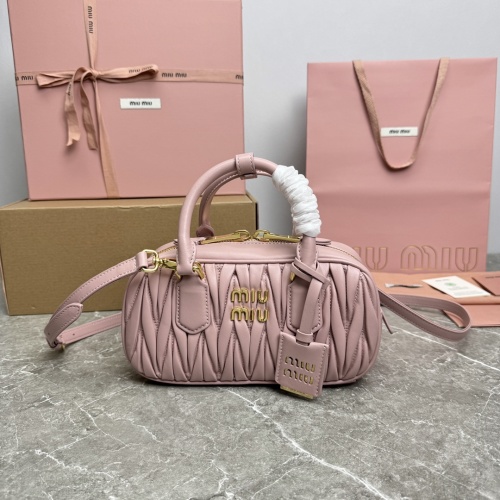 Miu Miu Matelasse Pink Leather Bowling Bag with Gold-Tone Hardware 1 Miu Miu Matelasse Pink Leather Bowling Bag with Gold-Tone Hardware