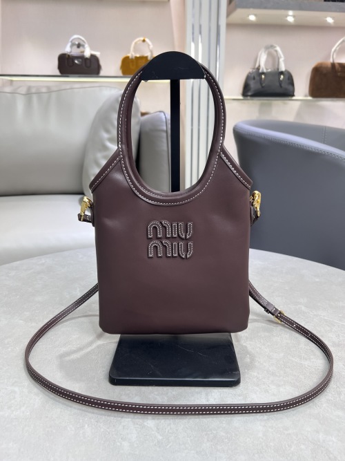 Miu Miu Mini Leather Tote Bag with Embossed Logo, Adjustable Strap 1 Miu Miu Mini Leather Tote Bag with Embossed Logo, Adjustable Strap