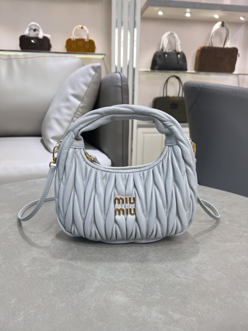 Miu Miu Wander Bag in Light Blue Matelassé Leather with Gold Hardware 1 Miu Miu Wander Bag in Light Blue Matelassé Leather with Gold Hardware