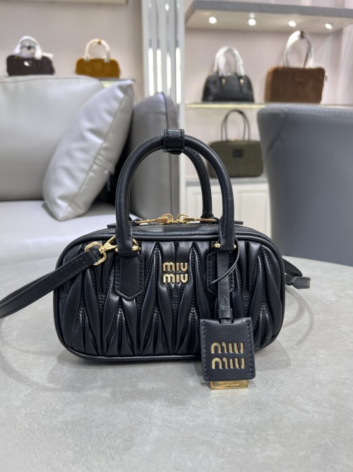 Miu Miu Matelasse Nappa Leather Mini Handbag Removable Strap - Black 1 Miu Miu Matelasse Nappa Leather Mini Handbag Removable Strap - Black