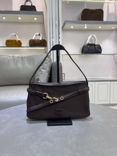 Miu Miu Aventure Leather Shoulder Bag, Soft Lambskin, Gold-Tone Hardware 1 Miu Miu Aventure Leather Shoulder Bag, Soft Lambskin, Gold-Tone Hardware