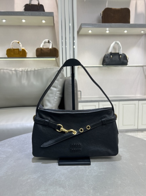 Miu Miu Aventure Leather Shoulder Bag, Black, Gold Hardware, New Collection 1 Miu Miu Aventure Leather Shoulder Bag, Black, Gold Hardware, New Collection