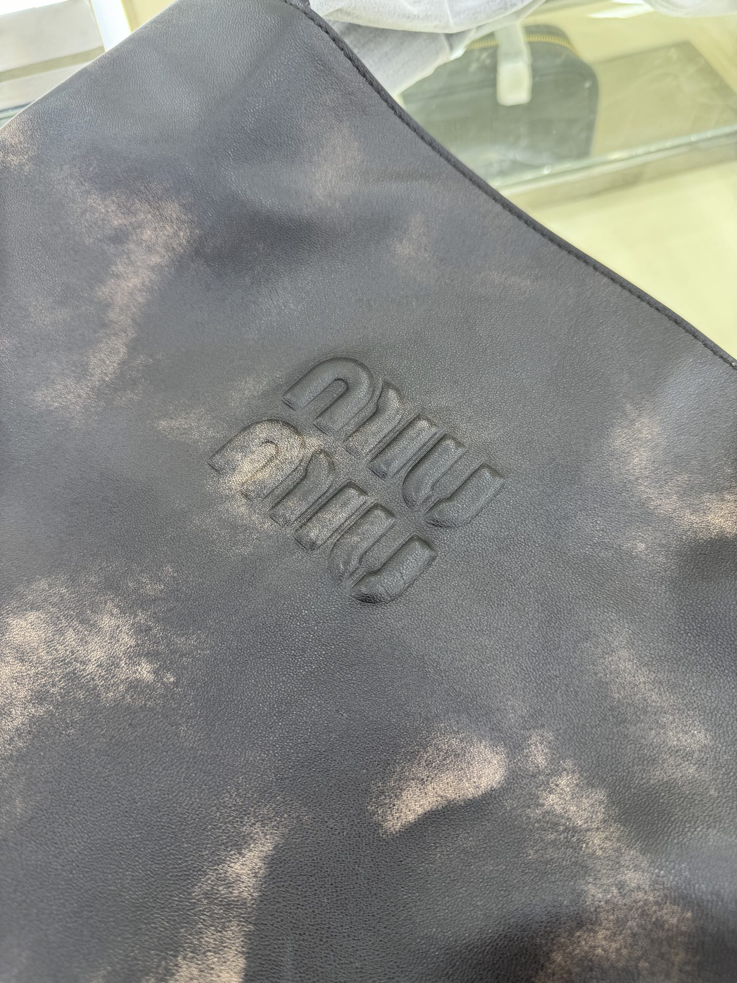 Miu Miu Large Hobo Tote Bag in Distressed Leather,39 X 38.5 X 11 cm 4 i1754060510094 3602 0 2