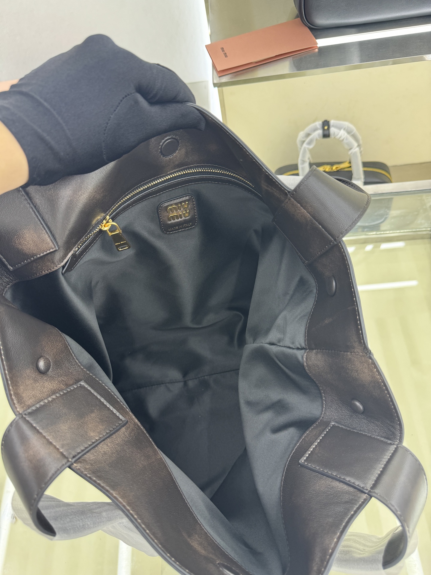 Miu Miu Large Hobo Tote Bag in Distressed Leather,39 X 38.5 X 11 cm 9 i1754060512019 7570 0 7