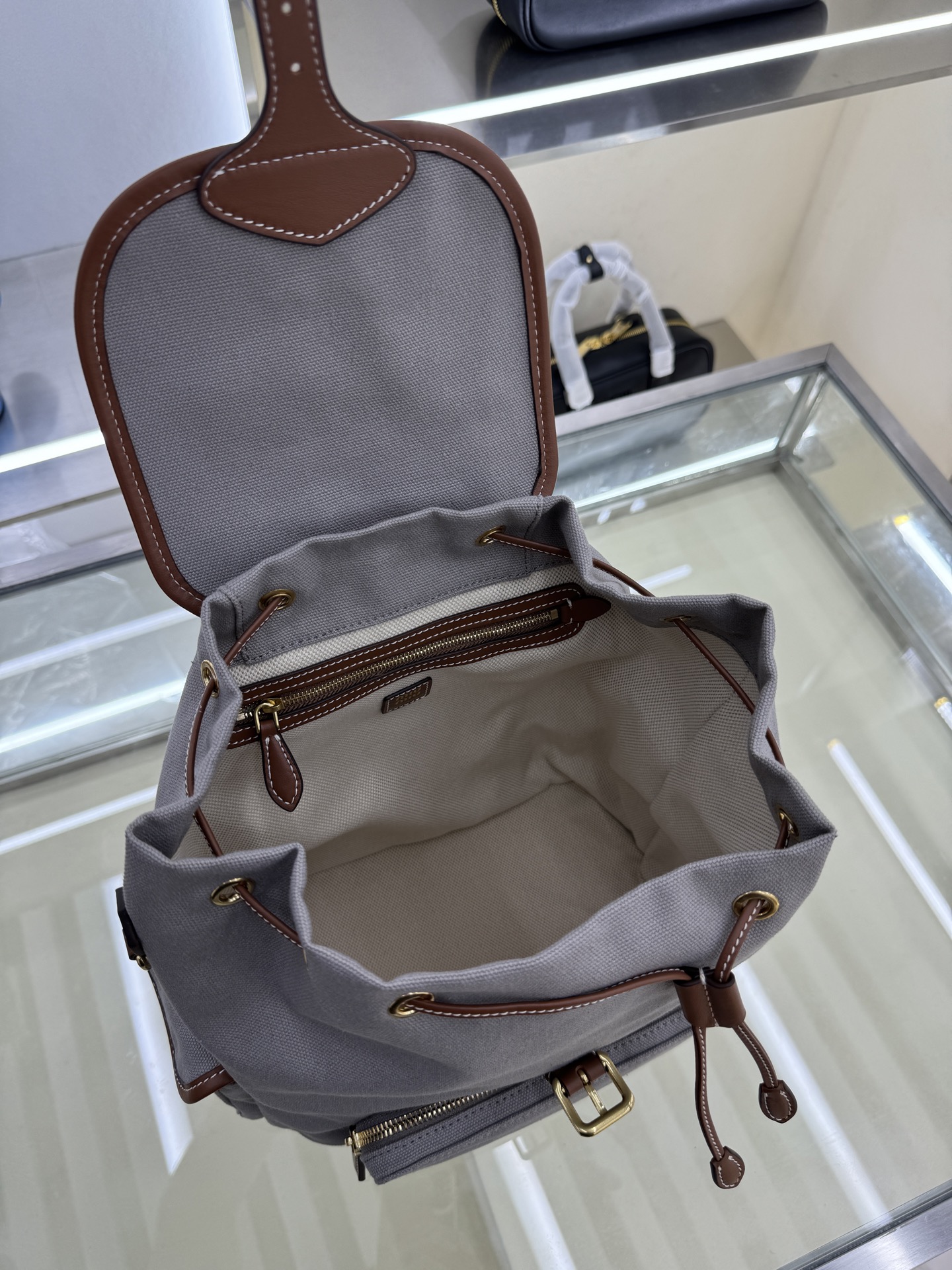 Miu Miu Campus-Style Backpack in Canvas and Leather - 29.5x25x12.5cm 8 i1754124017169 1409 0 7