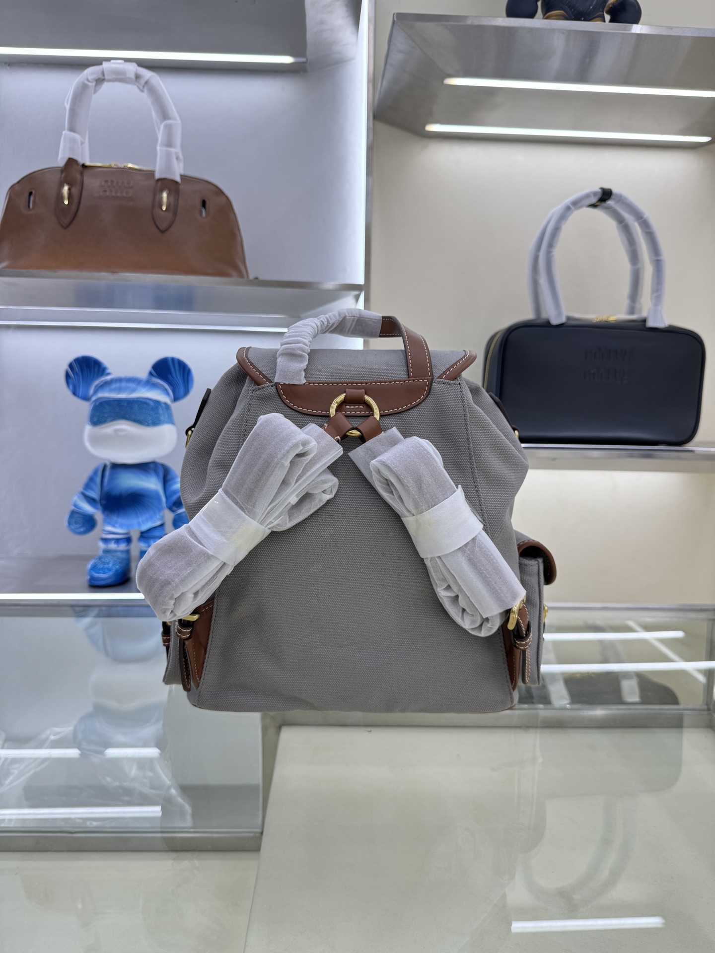 Miu Miu Campus-Style Backpack in Canvas and Leather - 29.5x25x12.5cm 2 i1754124017178 1096 0 1