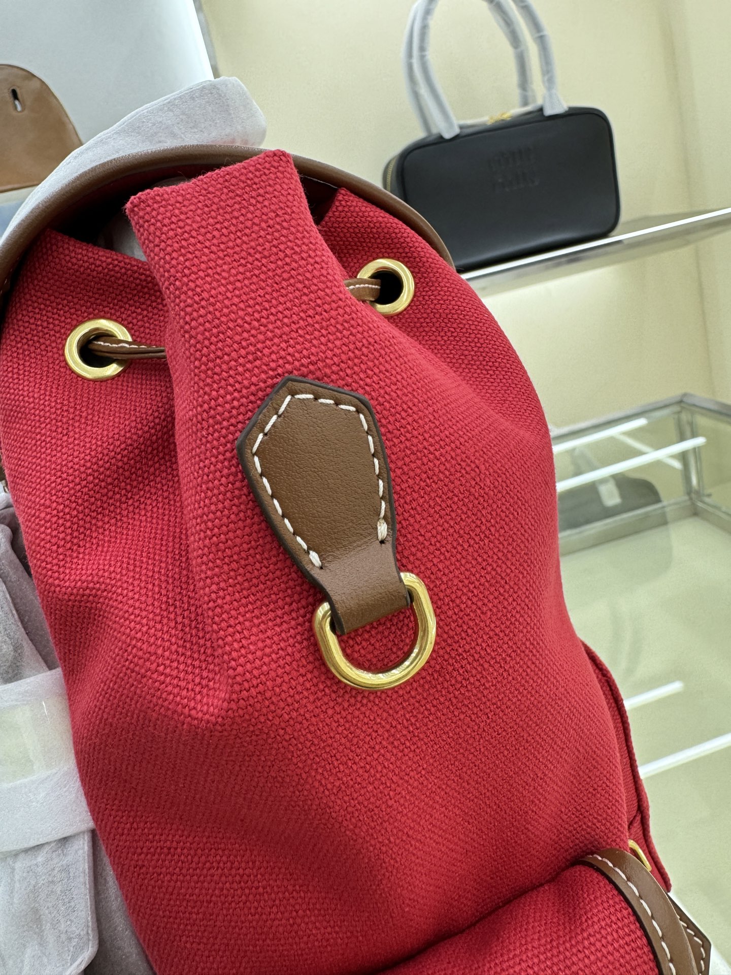 Miu Miu Campus-Style Backpack in Red Canvas & Leather - Stylish & Functional 7 i1754124109205 6885 0 6