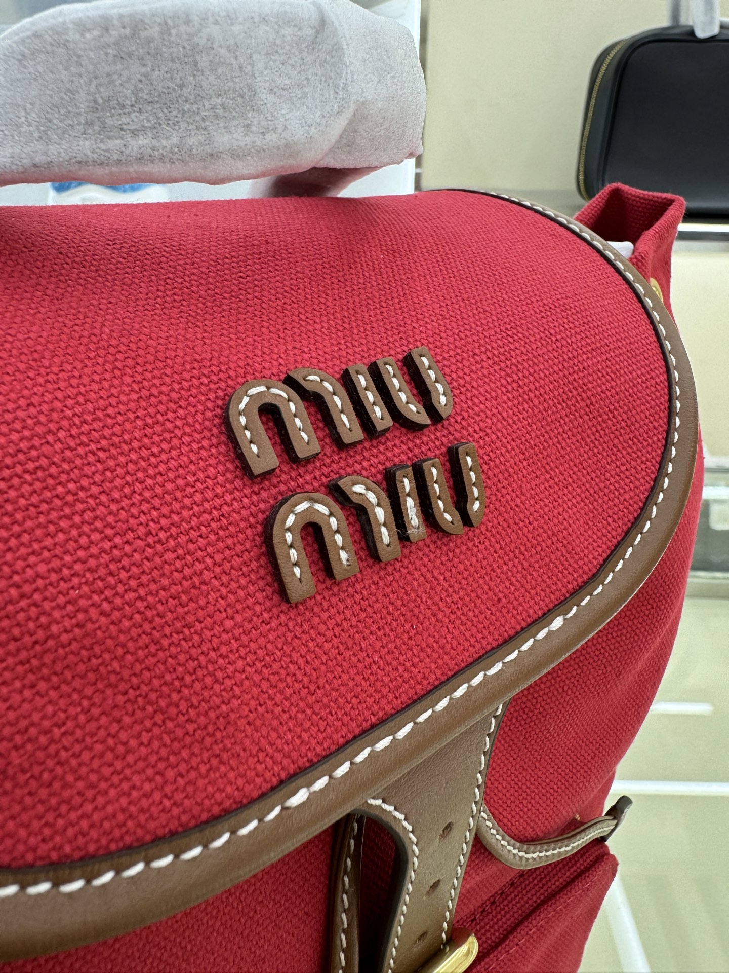 Miu Miu Campus-Style Backpack in Red Canvas & Leather - Stylish & Functional 5 i1754124111854 2096 0 4