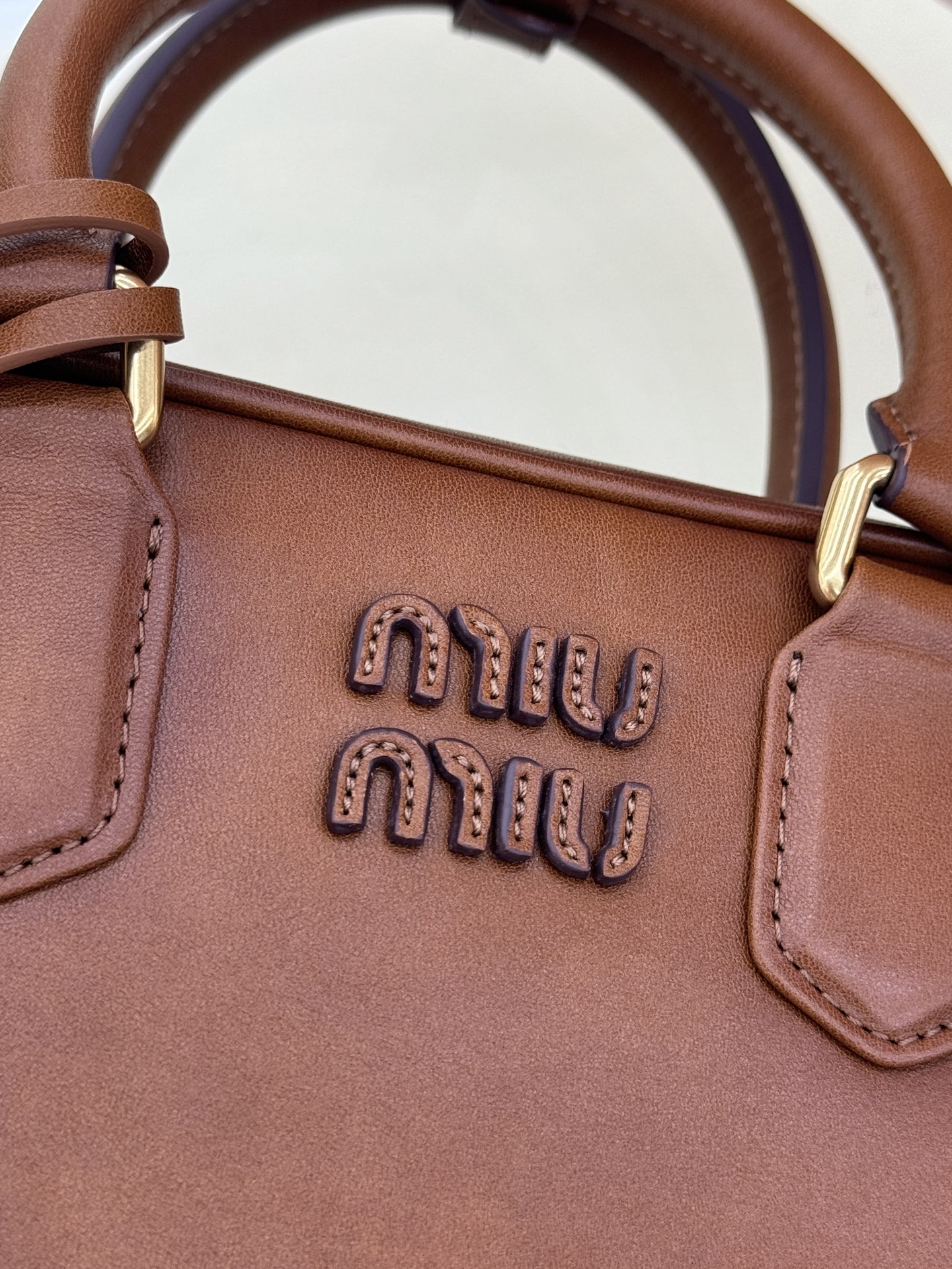 Miu Miu Arcadie Brown Leather Small Bowling Bag with Shoulder Strap 4 i1756019790103 6996 0 4
