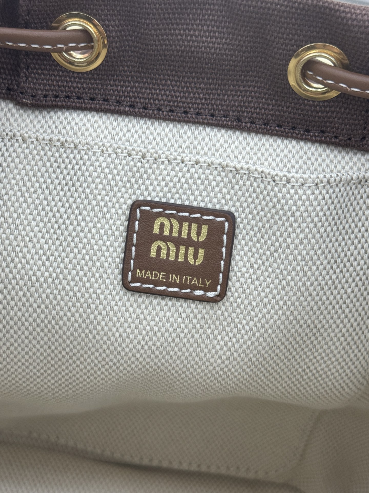 Miu Miu Small Brown Canvas and Leather Backpack Rucksack 5BZ043 10 i1756489475059 8611 0 8