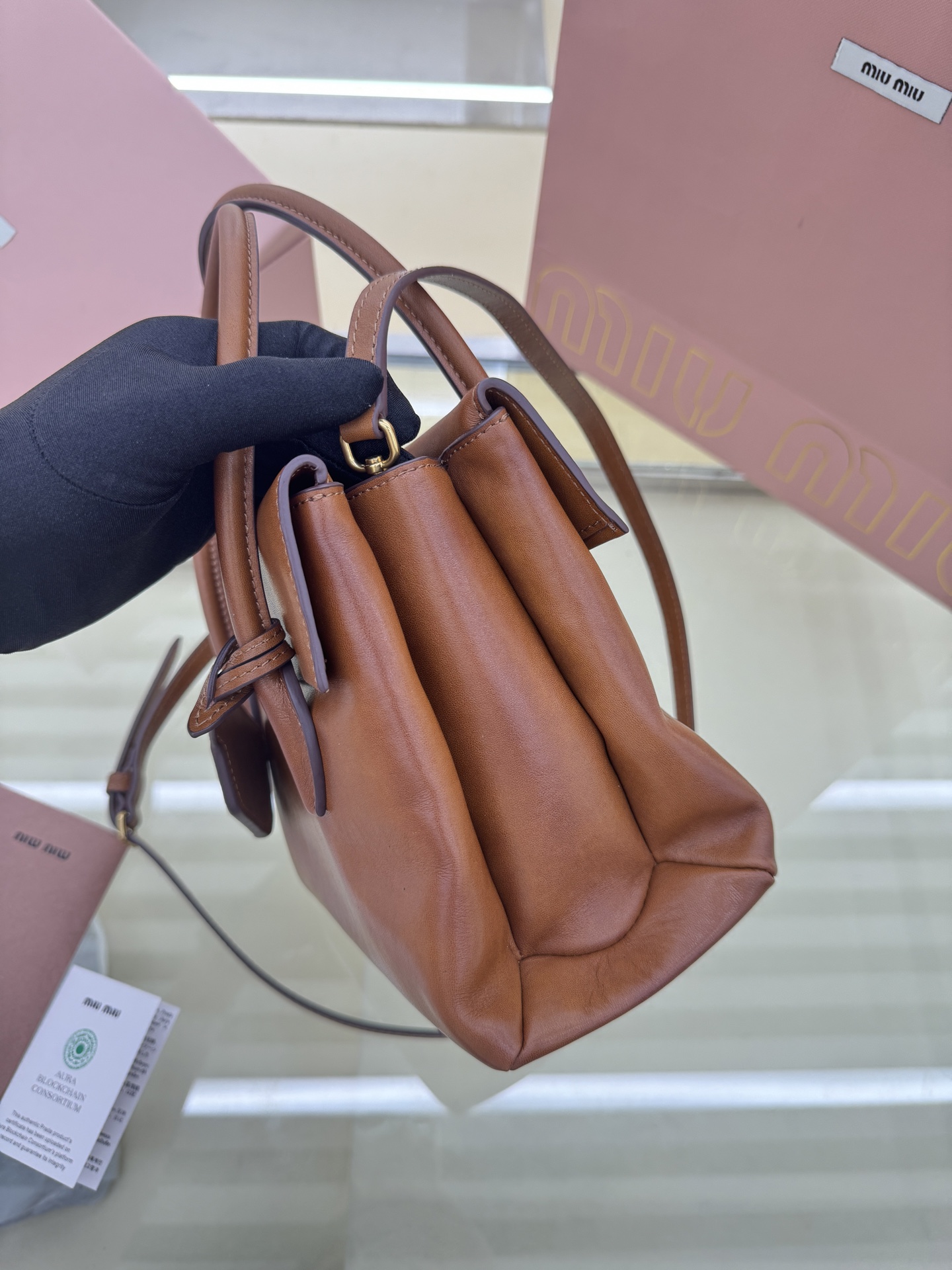 Miu Miu Vintage Top Handle Bag, 23cm, Brown Leather, Shoulder Bag 7 i1756554570409 5599 0 5