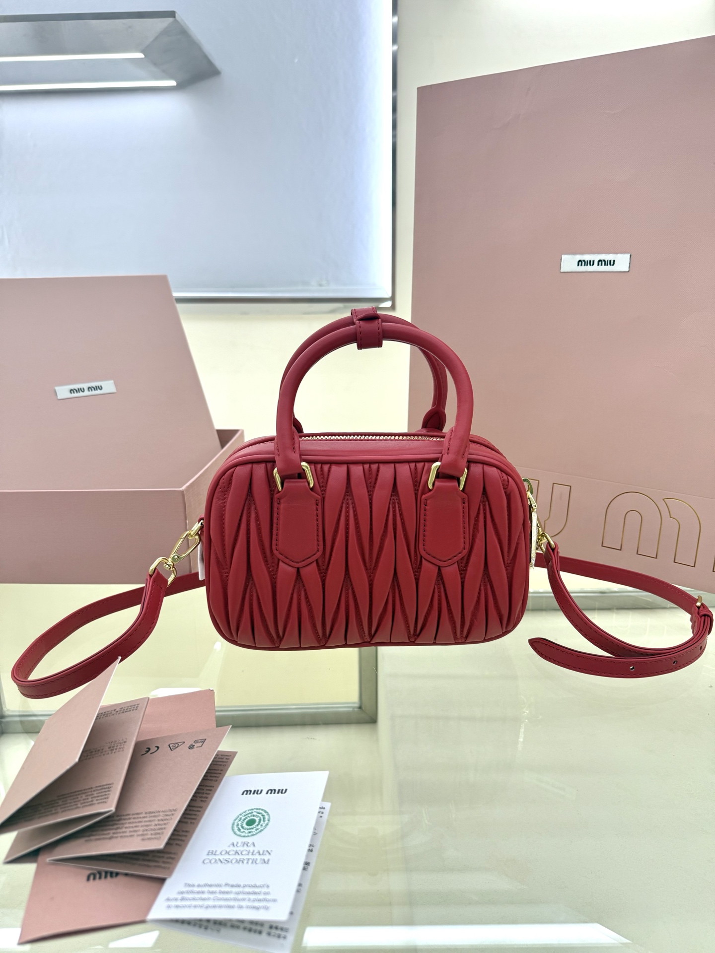 Miu Miu Style Red Leather Top Handle Bag Lookbook Reference image 2