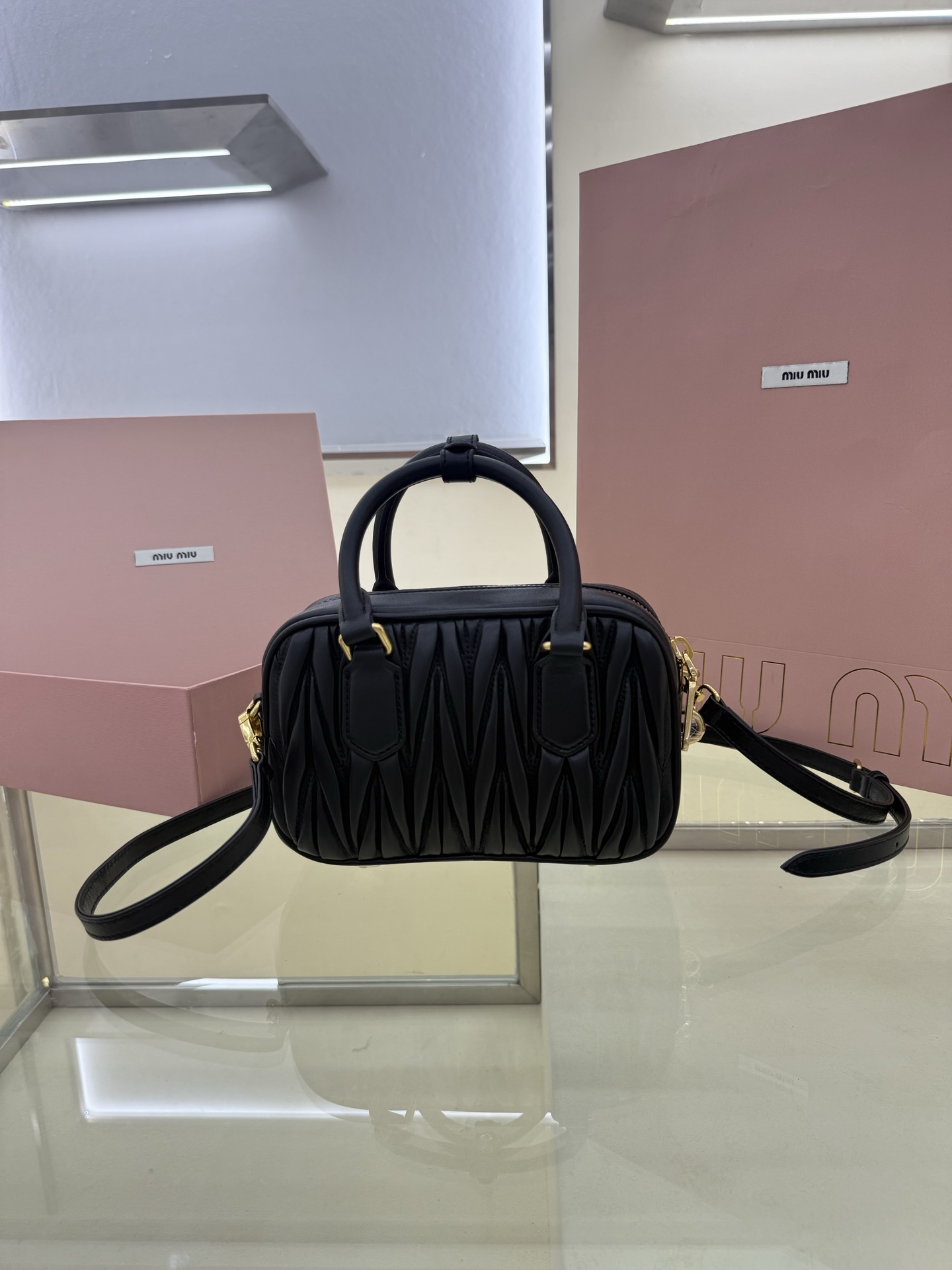 Miu Miu Style Black Leather Top Handle Bag Lookbook Reference image 2