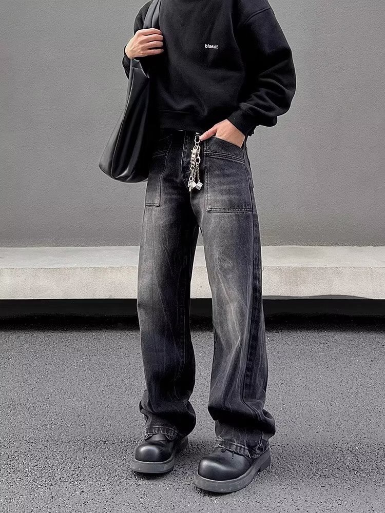 XK2441 Loose Black Jeans: Comfortable Tops for Boys and Girls in All Sizes - 图片 1